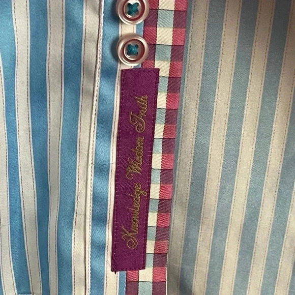 Robert Graham X Men's M Blue White Pink Striped Long Sleeve Button Down Shirt M - Picture 4 of 10